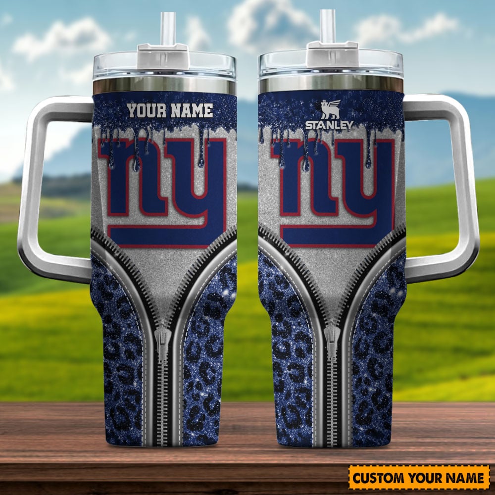 New York Giants NFL Glitter Leopard Print Custom Stanley Cup 40 oz 30 oz Tumbler With HandleTVC230144