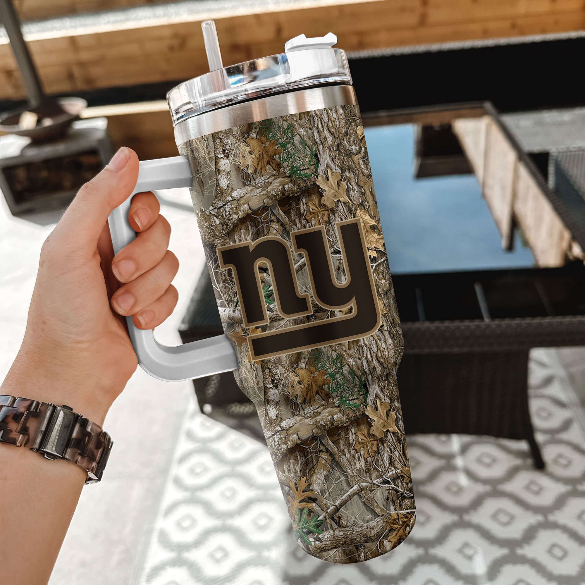 New York Giants NFL Hunting Realtree Custom Stanley Cup 40 oz 30 oz Tumbler With HandleTVC230147 - Image 2