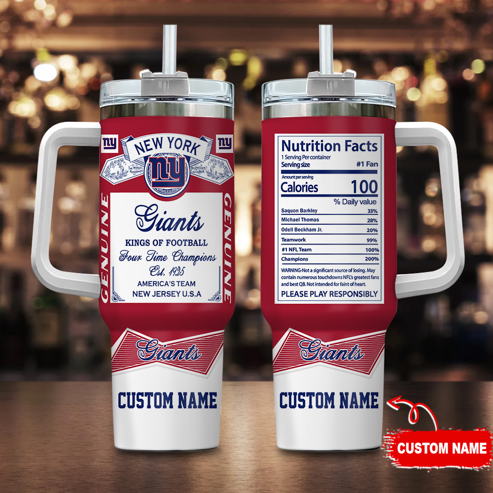 New York Giants NFL Nutrition Facts Custom Stanley Cup 40 oz 30 oz Tumbler With HandleTVC2301122