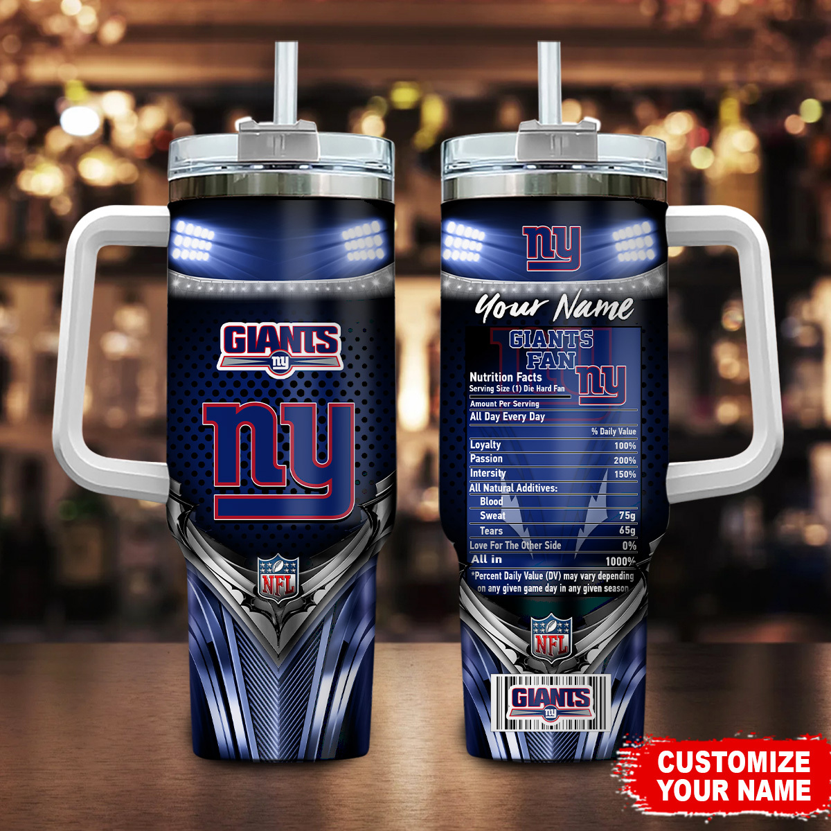 New York Giants NFL Nutrition Facts Custom Stanley Cup 40 oz 30 oz Tumbler With HandleTVC230194
