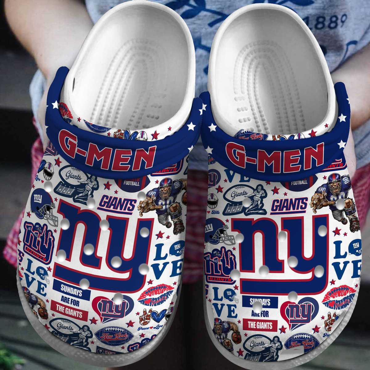 New York Giants NFL Sport Crocs Crocband Clogs Shoes Comfortable For Men Women and Kids