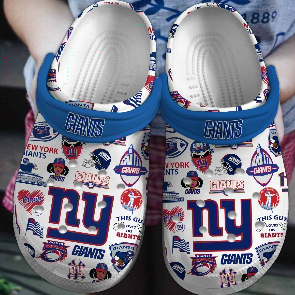 New York Giants NFL Sport Crocs Crocband Clogs Shoes Comfortable For Men Women and Kids