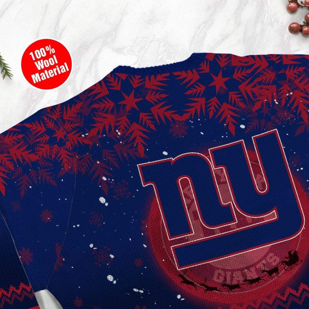New York Giants Santa Claus In The Moon Ugly Christmas Sweater Adult 3D Funny Matching for family - Image 4
