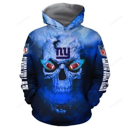 New York Giants Skull 3D All Over Print Hoodie, Zip Hoodie