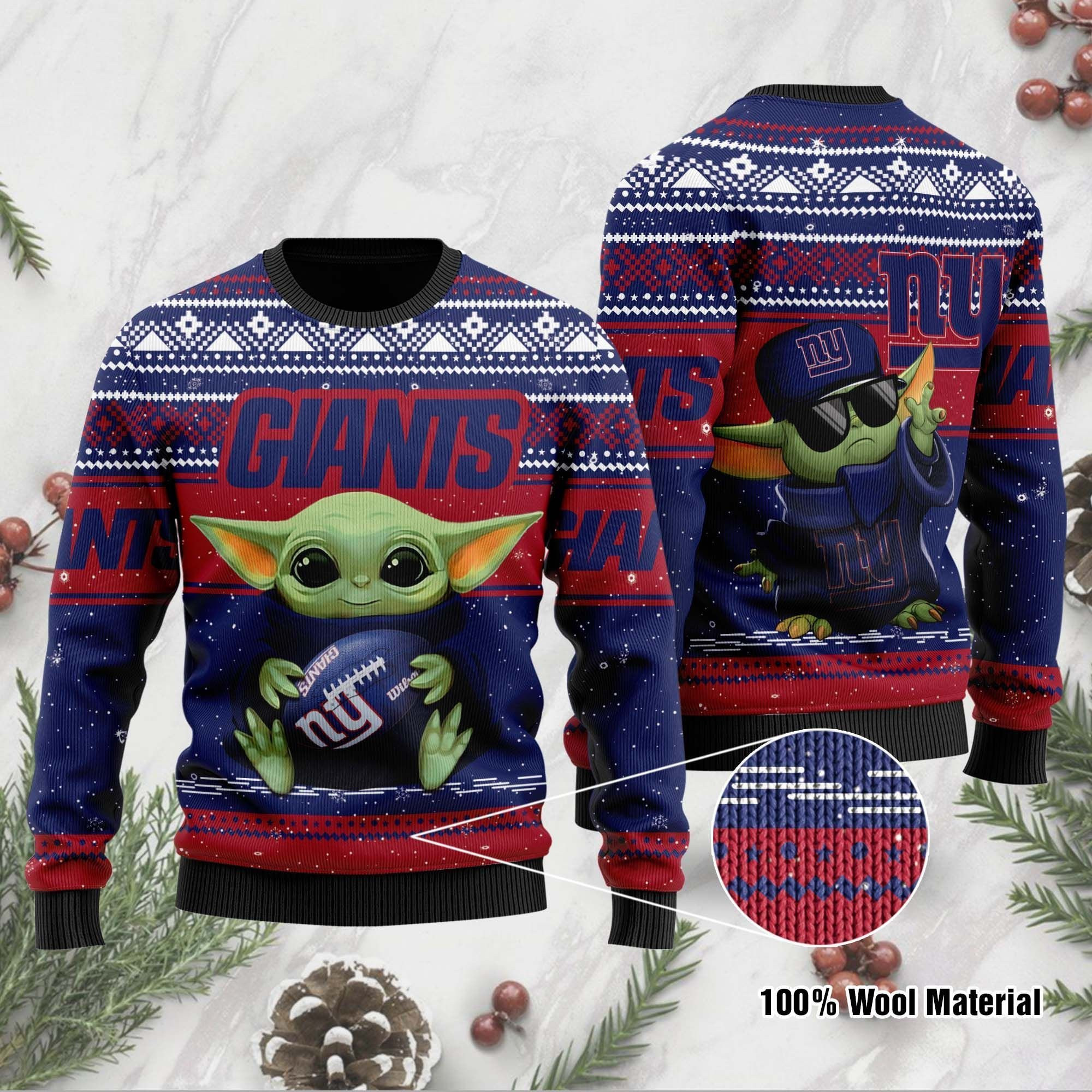 New York Giants Sweater Ugly Christmas Sweater Adult 3D Funny Matching for family