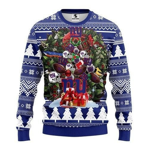 New York Giants Tree Ugly Christmas Sweater Adult 3D Funny Matching for family