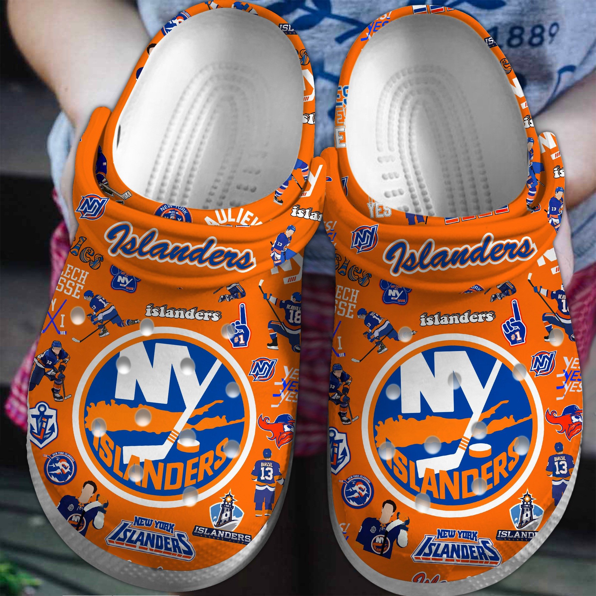 New York Islanders Hockey NHL Sport Crocs Crocband Clogs Shoes For Men Women and Kids