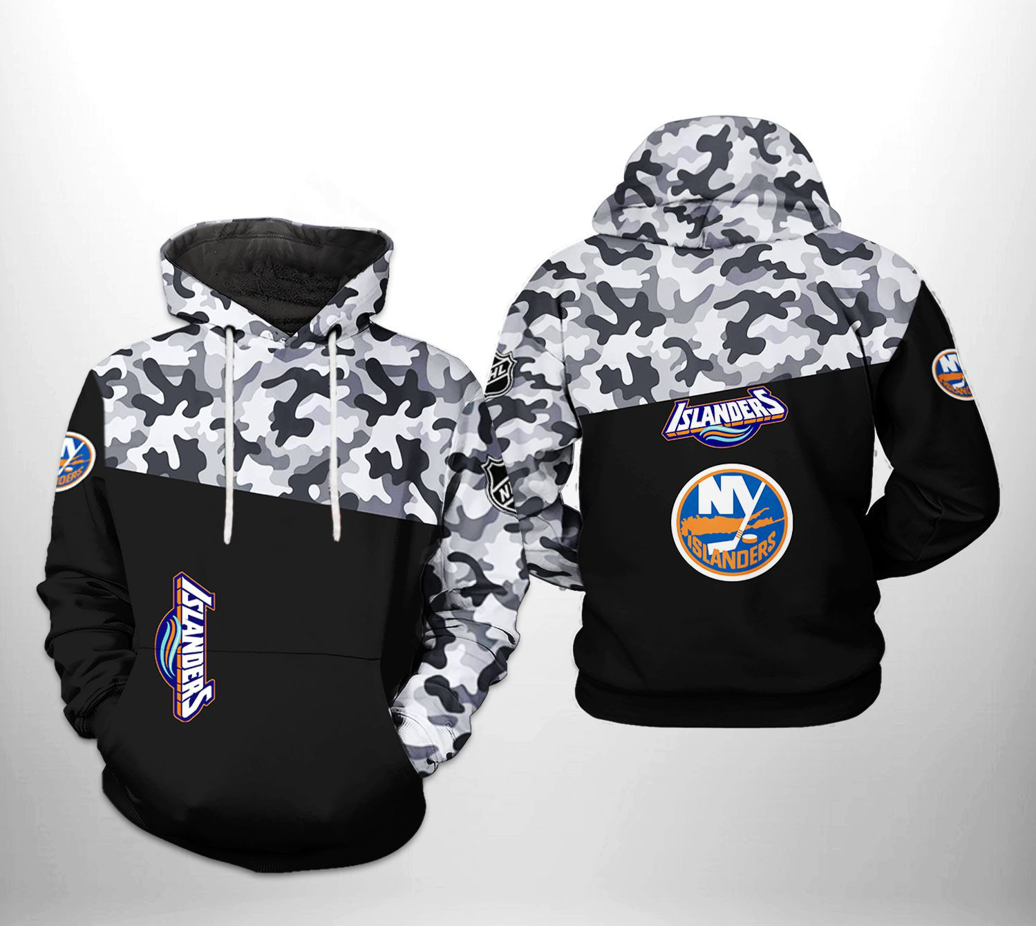 New York Islanders NHL Camo Veteran 3D All Over Print Hoodie, Zip Hoodie