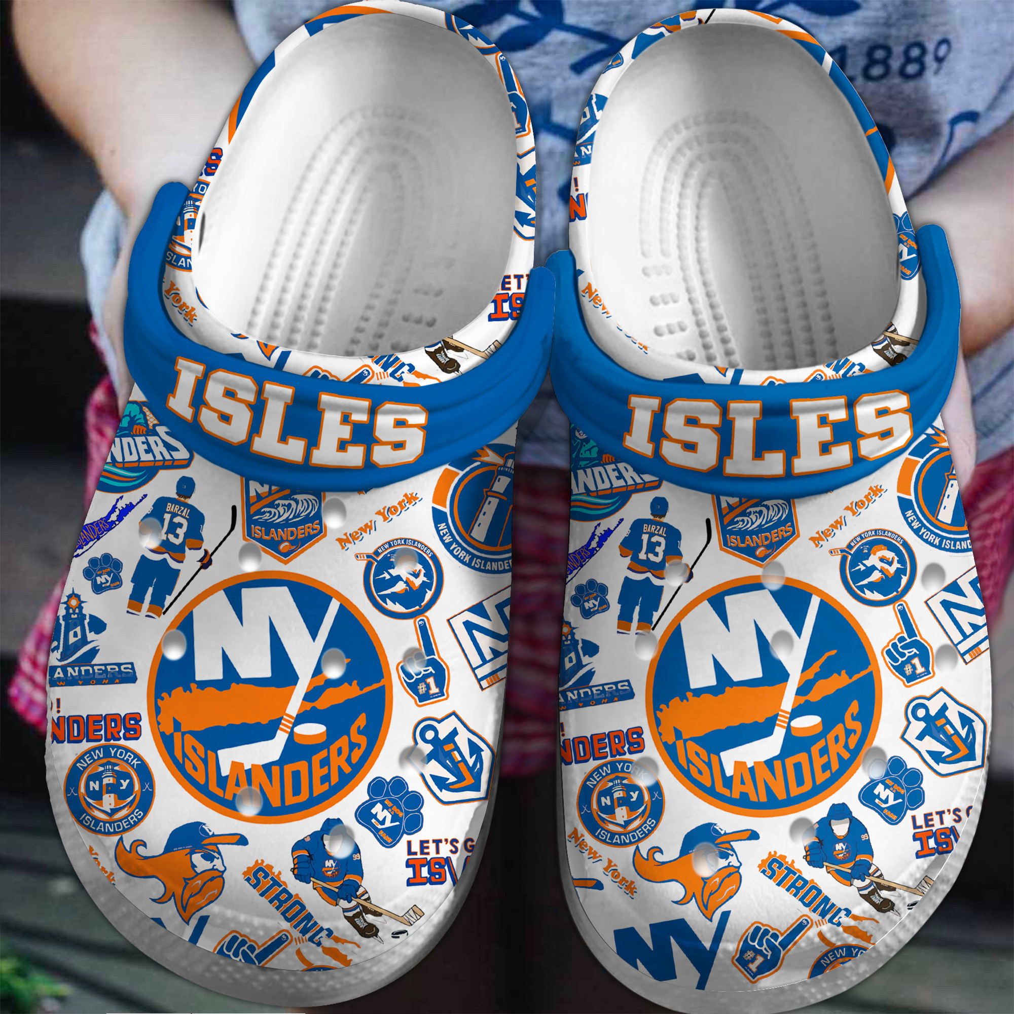 New York Islanders NHL Sport Crocs Crocband Clogs Shoes Comfortable For Men Women and Kids