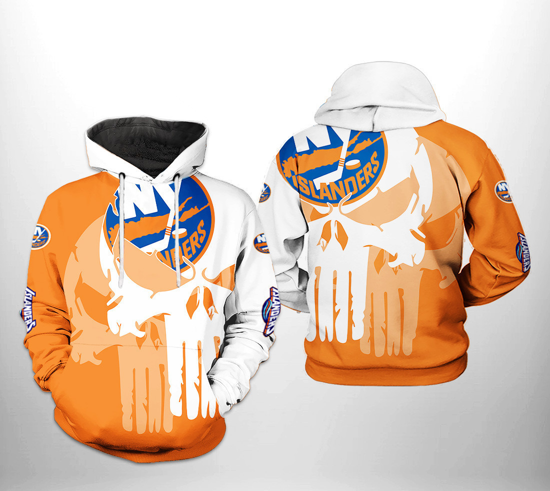 New York Islanders NHL Team Skull 3D All Over Print Hoodie, Zip Hoodie