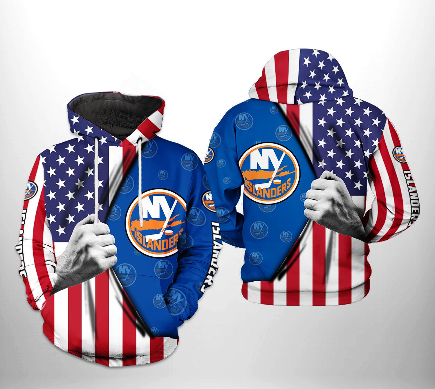New York Islanders NHL US FLag 3D All Over Print Hoodie, Zip Hoodie