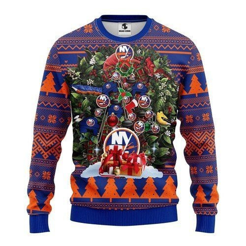 New York Islanders Tree Christmas Ugly Christmas Sweater Adult 3D Funny Matching for family