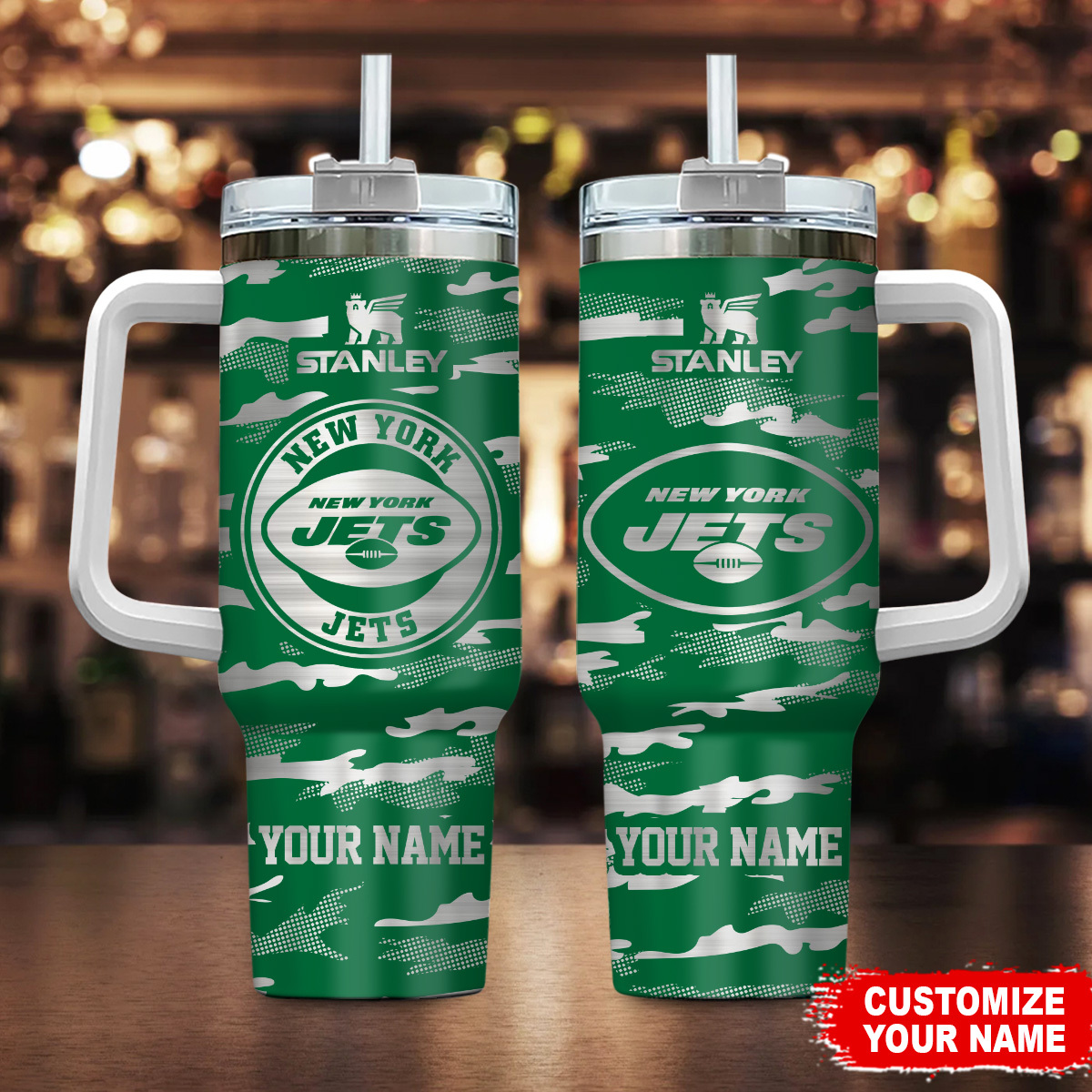 New York Jets NFL Camo Pattern Custom Stanley Cup 40 oz 30 oz Tumbler With HandleTVC230199