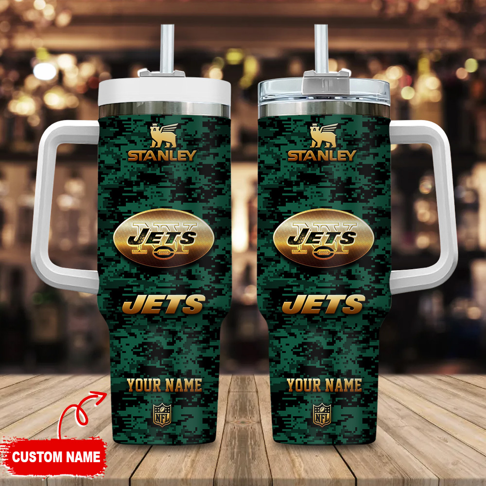New York Jets NFL Camouflage Golden Logo Custom Stanley Cup 40 oz 30 oz Tumbler With HandleTVC2301111