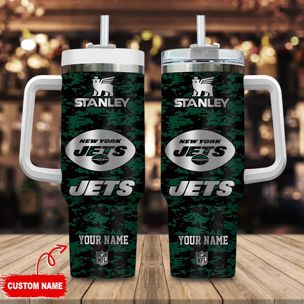 New York Jets NFL Camouflage Silver Logo Custom Stanley Cup 40 oz 30 oz Tumbler With HandleTVC2301111