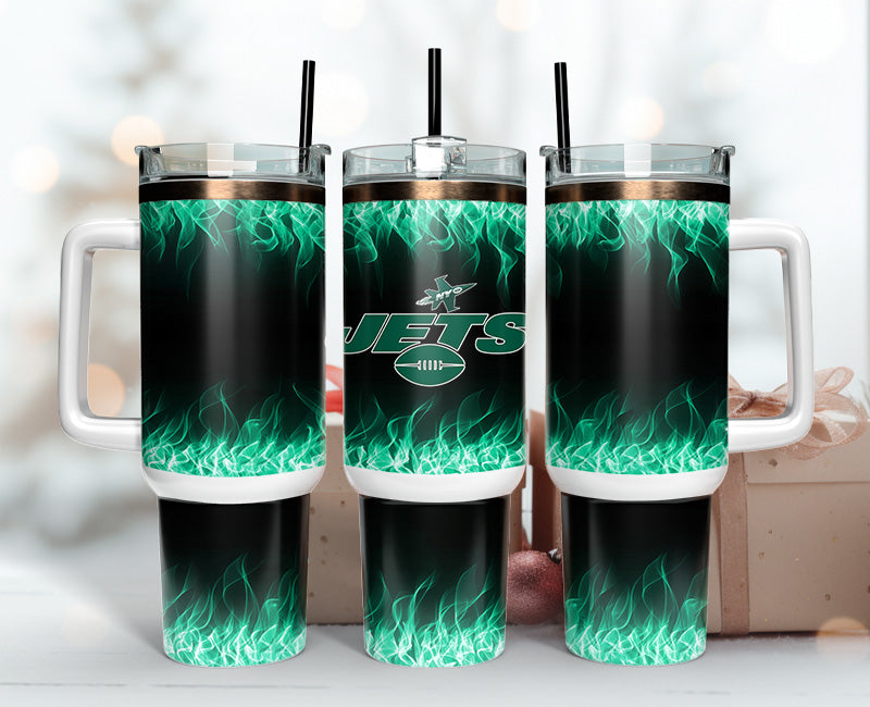 New York Jets NFL Fire Effect Custom Stanley Cup 40 oz 30 oz Tumbler With HandleTVC2301140