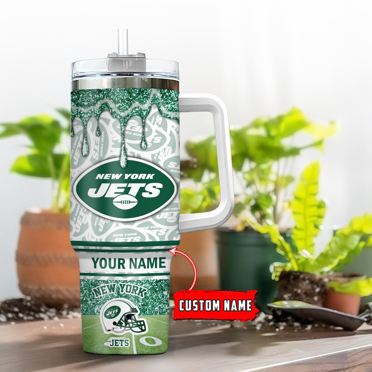 New York Jets NFL Glitter Custom Stanley Cup 40 oz 30 oz Tumbler With HandleTVC230196