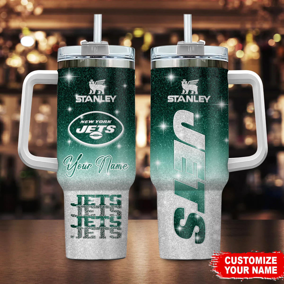 New York Jets NFL Glitter Custom Stanley Cup 40 oz 30 oz Tumbler With HandleTVC230198