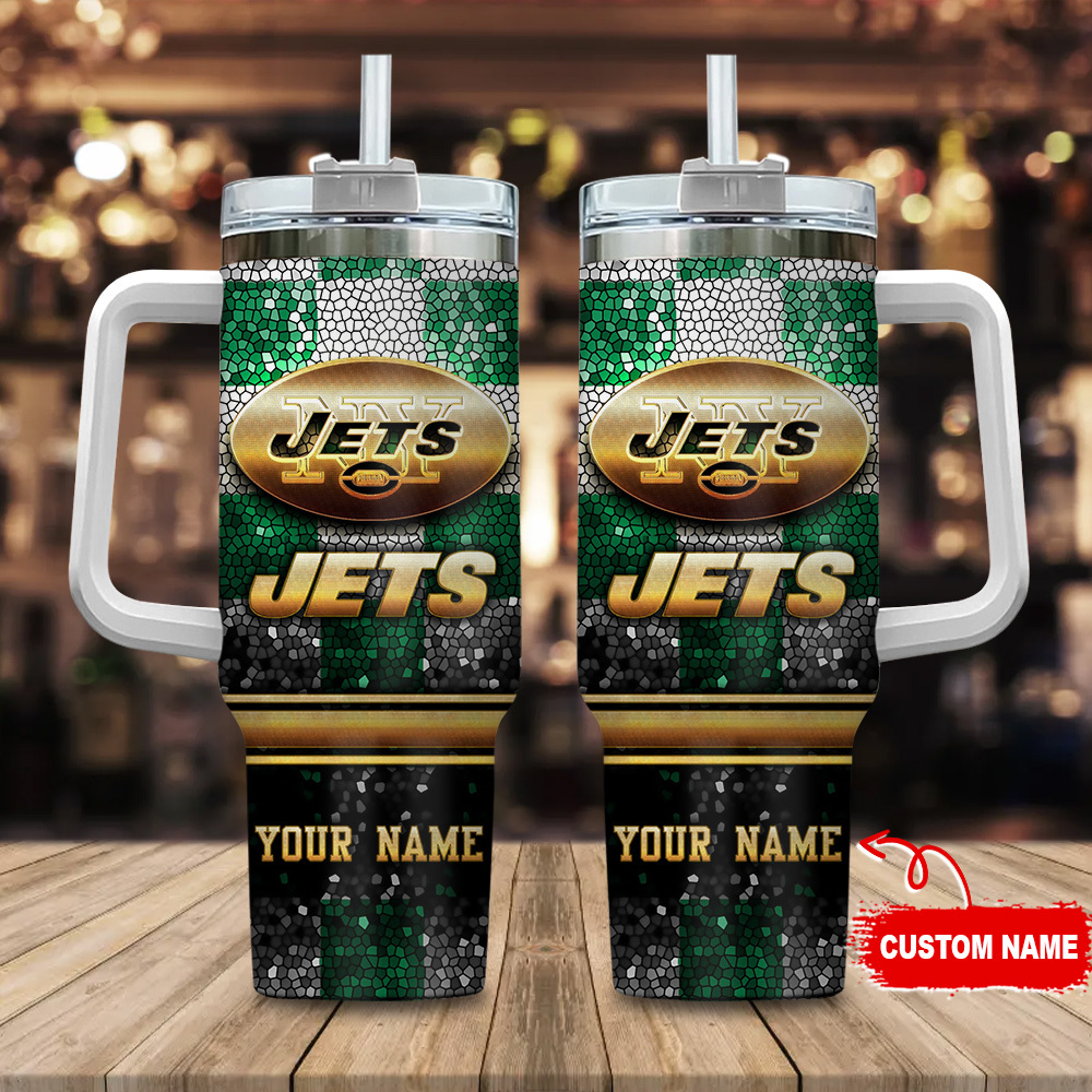 New York Jets NFL Glitter Golden Logo Custom Stanley Cup 40 oz 30 oz Tumbler With HandleTVC2301113