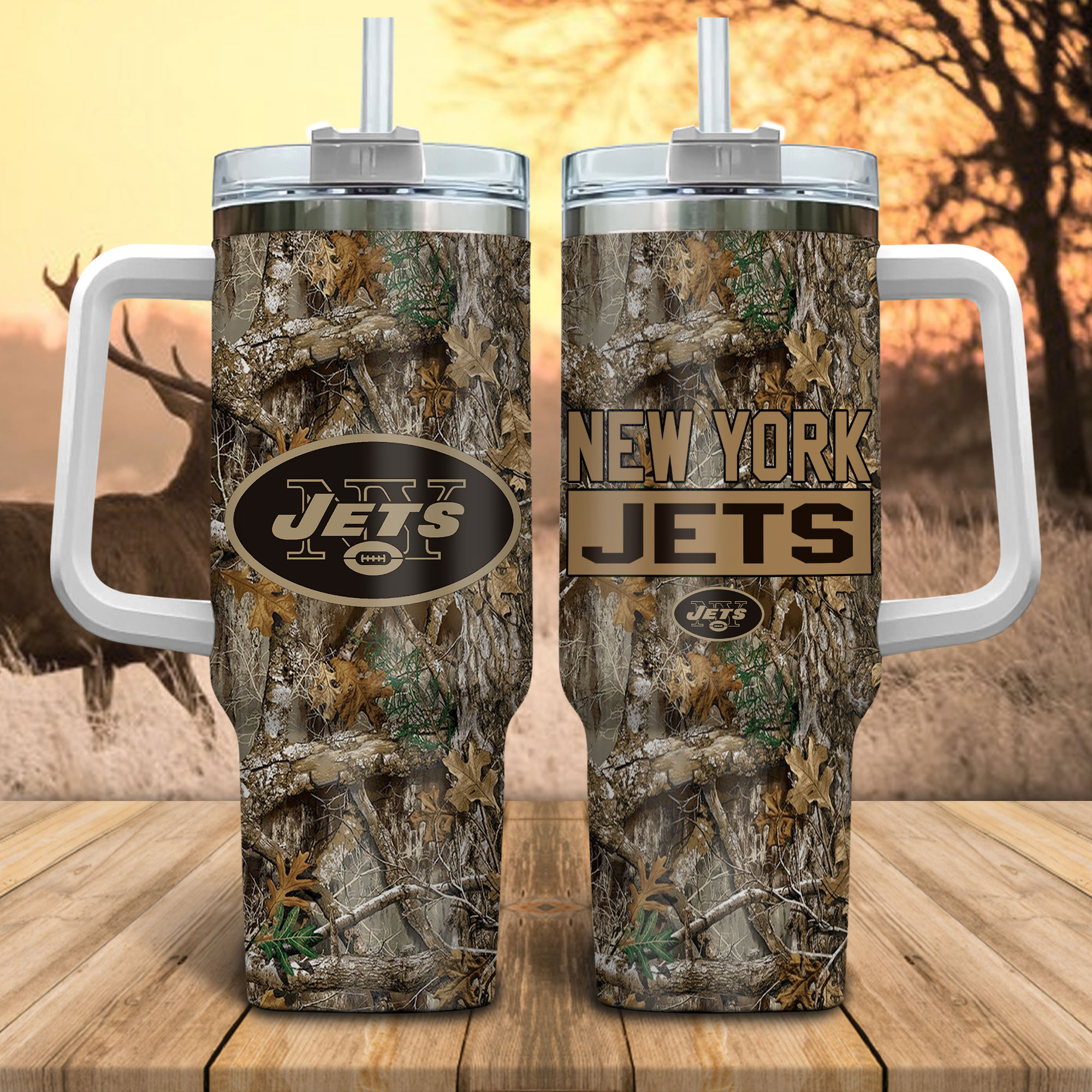 New York Jets NFL Hunting Realtree Custom Stanley Cup 40 oz 30 oz Tumbler With HandleTVC230147
