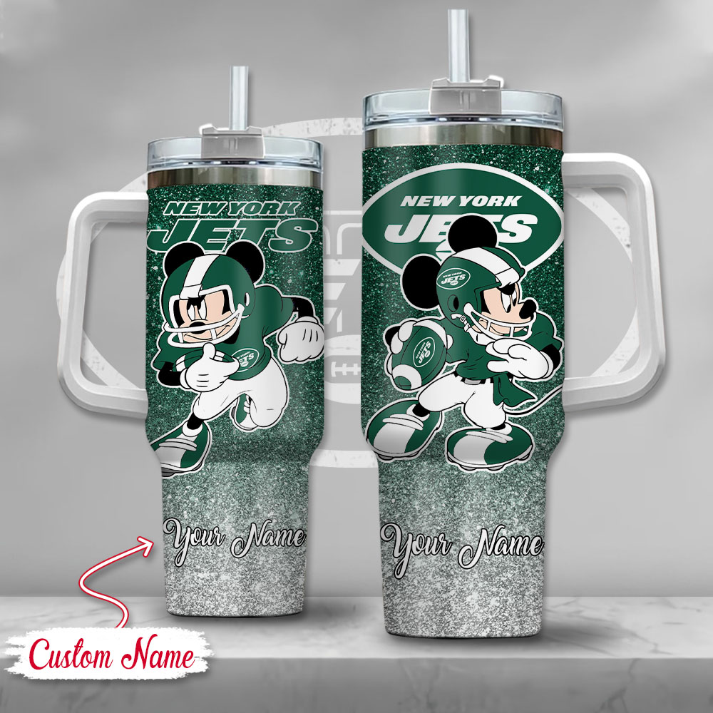 New York Jets NFL Mickey Mouse Glitter Custom Stanley Cup 40 oz 30 oz Tumbler With HandleTVC230192