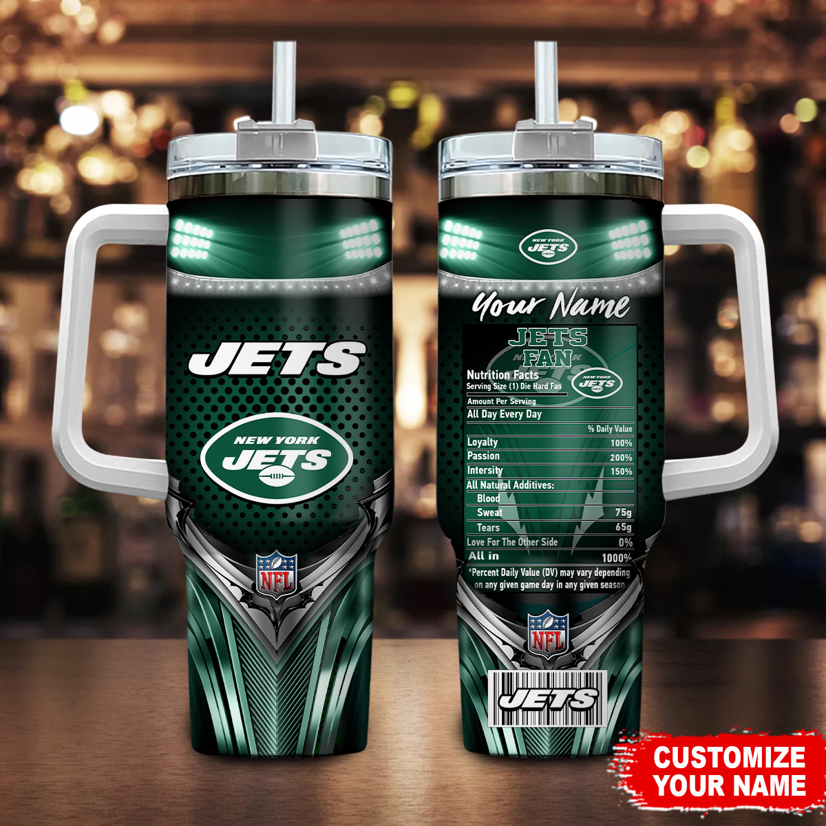 New York Jets NFL Nutrition Facts Custom Stanley Cup 40 oz 30 oz Tumbler With HandleTVC230194
