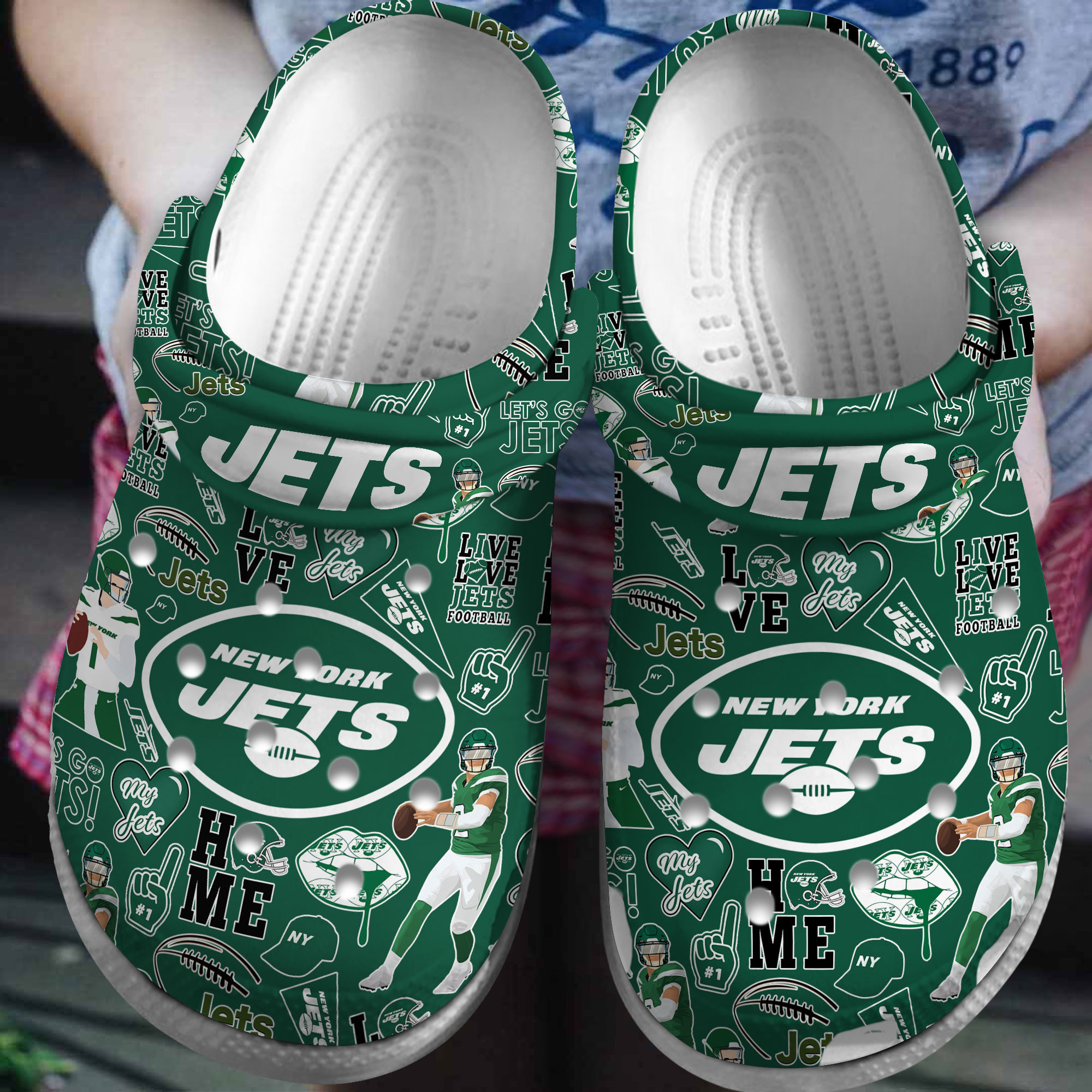 New York Jets NFL Sport Crocs Crocband Clogs Shoes Comfortable For Men Women and Kids