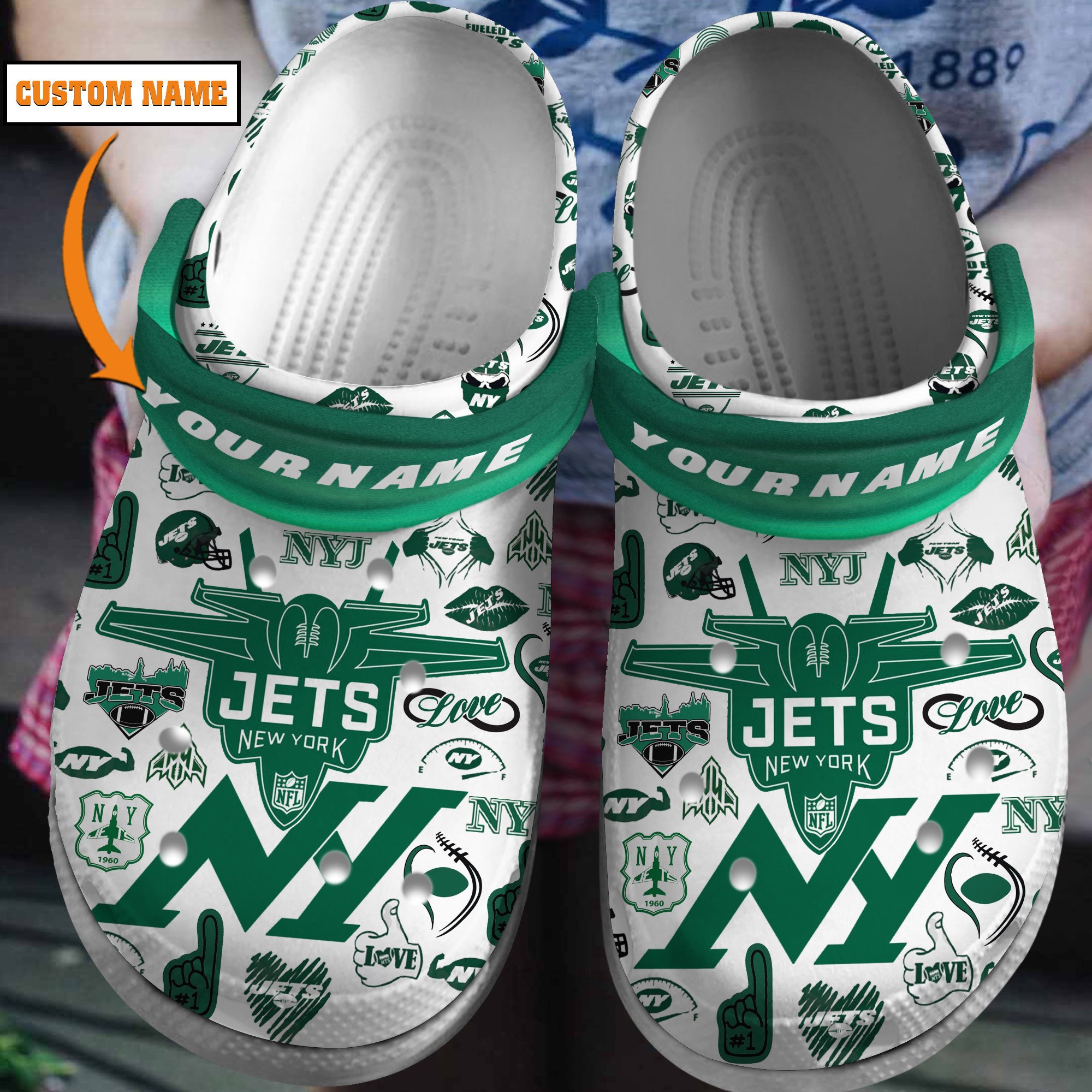 New York Jets NFL Sport Crocs Crocband Clogs Shoes Comfortable For Men Women and Kids