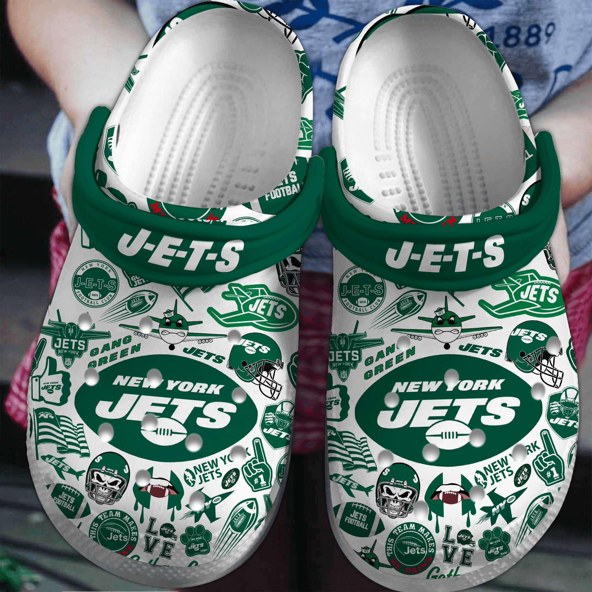 New York Jets NFL Sport Crocs Crocband Clogs Shoes Comfortable For Men Women and Kids
