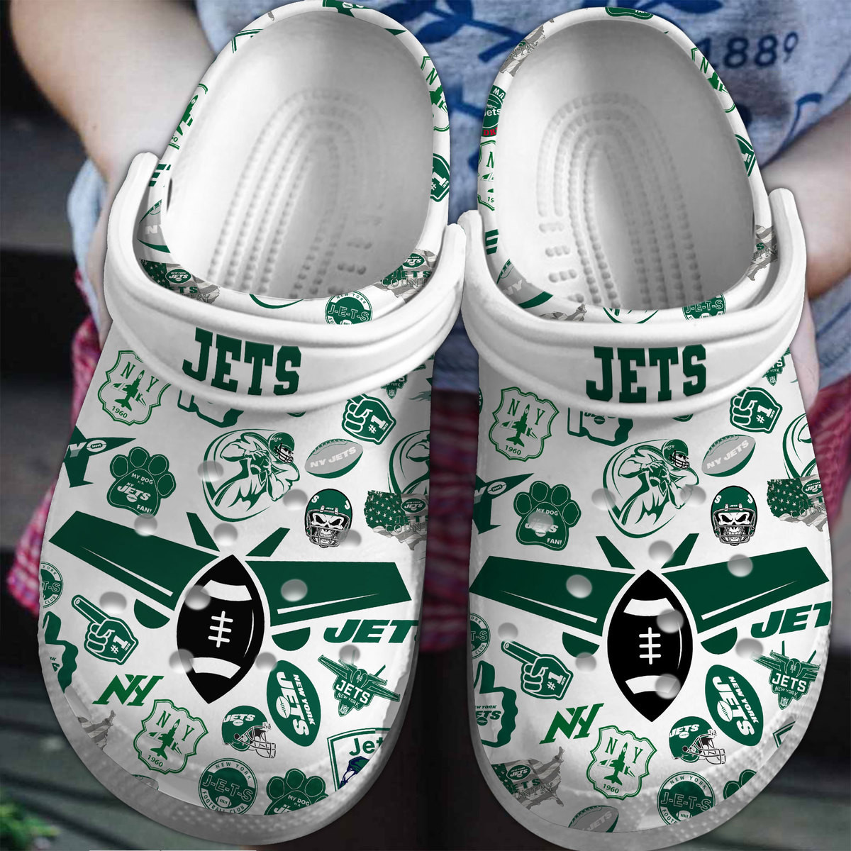 New York Jets NFL Sport Crocs Crocband Clogs Shoes Comfortable For Men Women and Kids