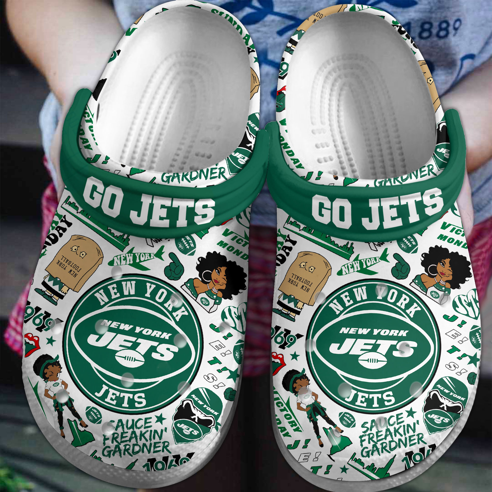 New York Jets NFL Sport Crocs Crocband Clogs Shoes Comfortable For Men Women and Kids