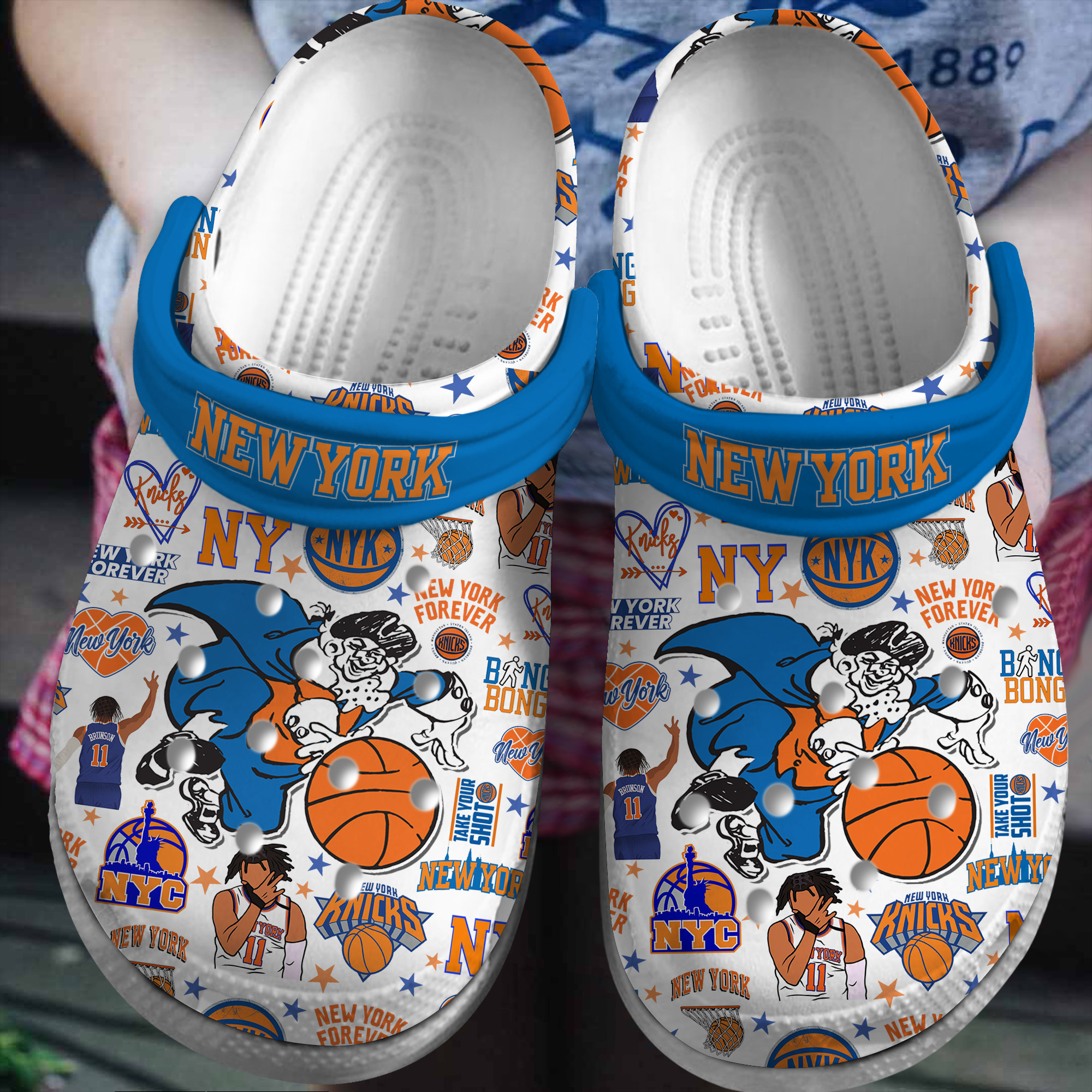New York Knicks Basketball NBA Sport Crocs Crocband Clogs Shoes Comfortable For Men Women and Kids