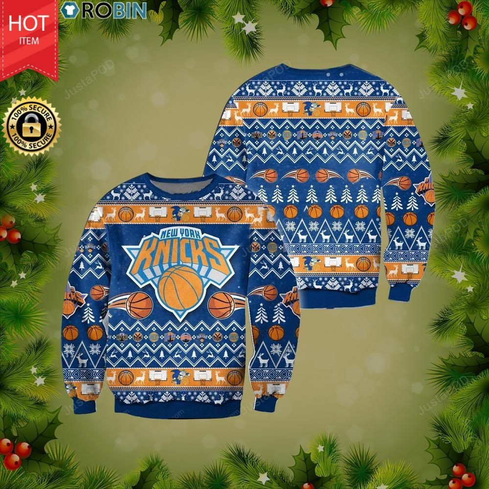 New York Knicks Basketball Team Ugly Christmas Sweater Adult 3D Funny Matching for family