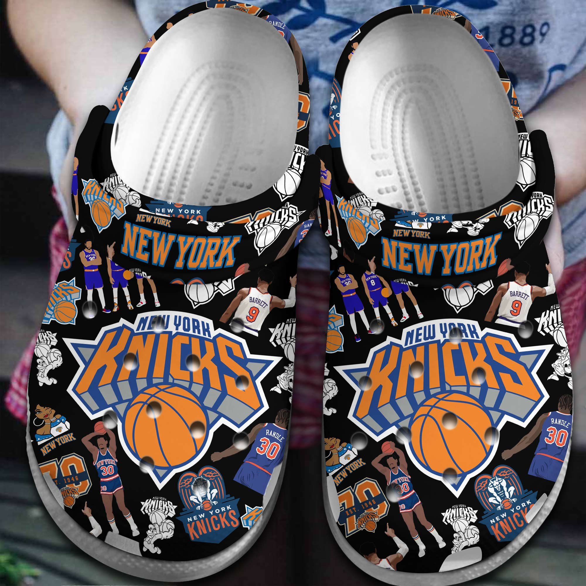 New York Knicks NBA Basketball Sport Crocs Crocband Clogs Shoes Comfortable For Men Women and Kids