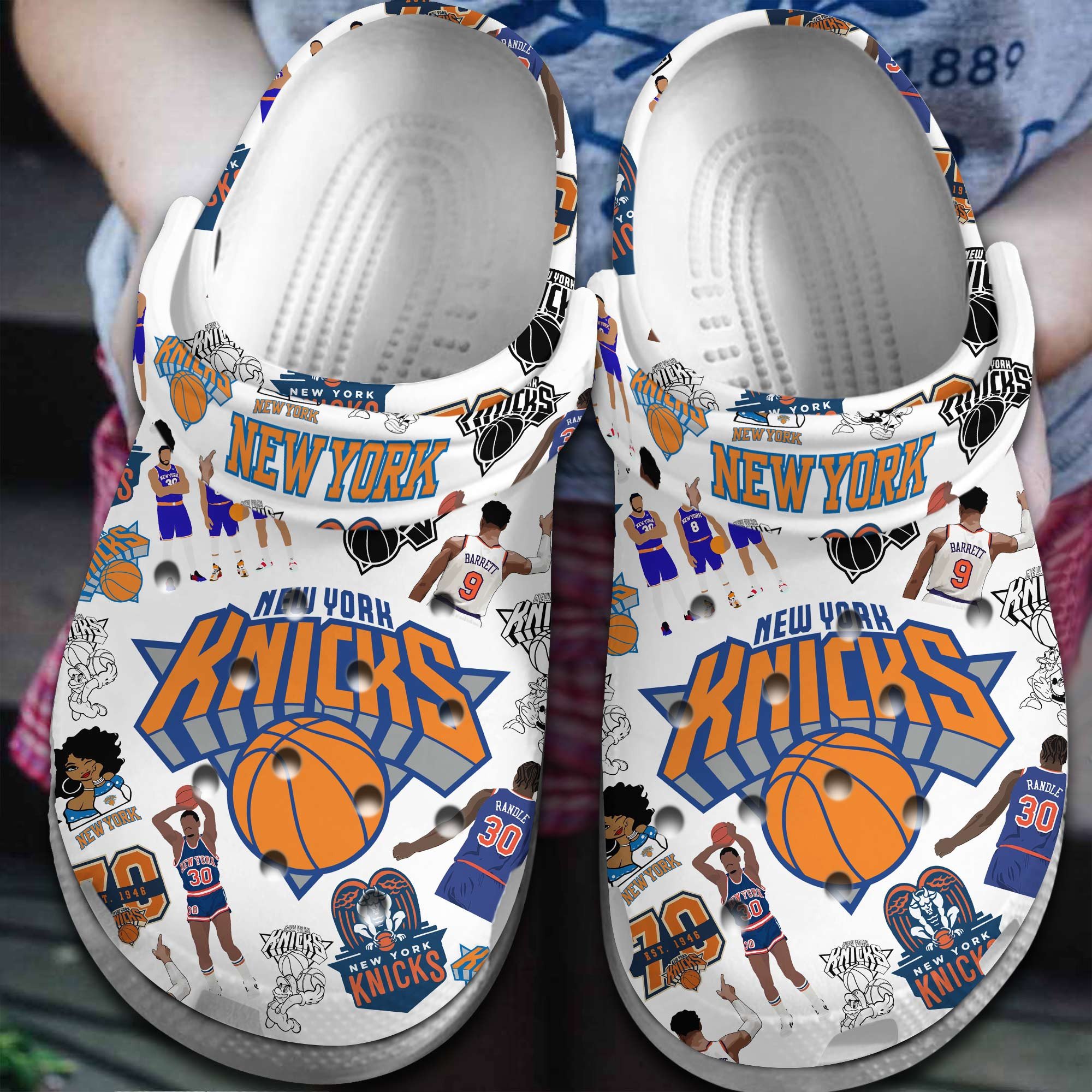 New York Knicks NBA Basketball Sport Crocs Crocband Clogs Shoes Comfortable For Men Women and Kids