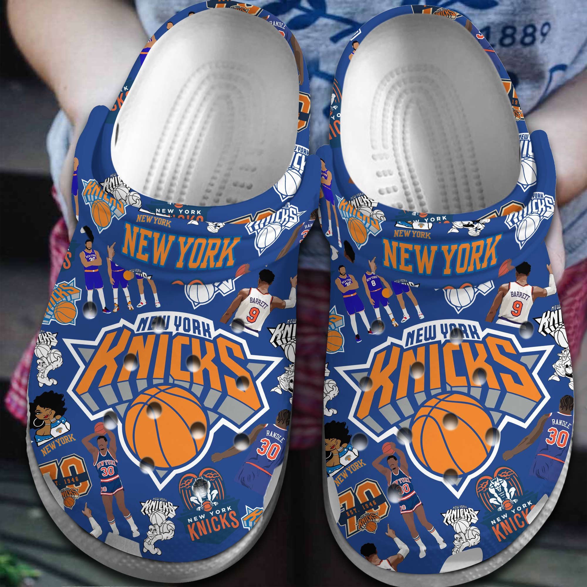 New York Knicks NBA Basketball Sport Crocs Crocband Clogs Shoes Comfortable For Men Women and Kids