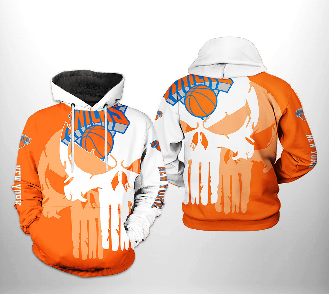 New York Knicks NBA Team Skull 3D All Over Print Hoodie, Zip Hoodie