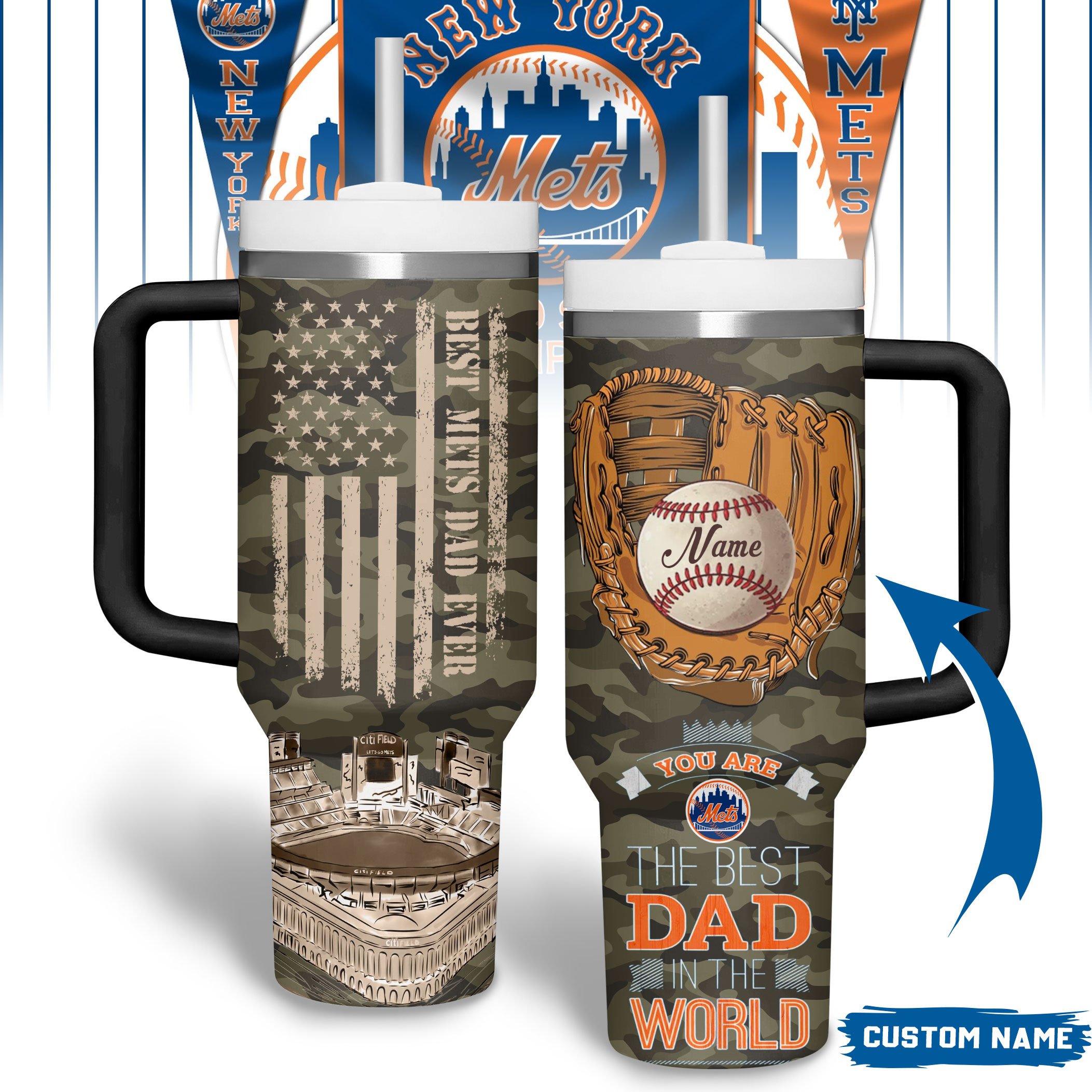 New York Mets MLB Custom Stanley Cup 40 oz 30 oz Tumbler With HandleTVC2301242