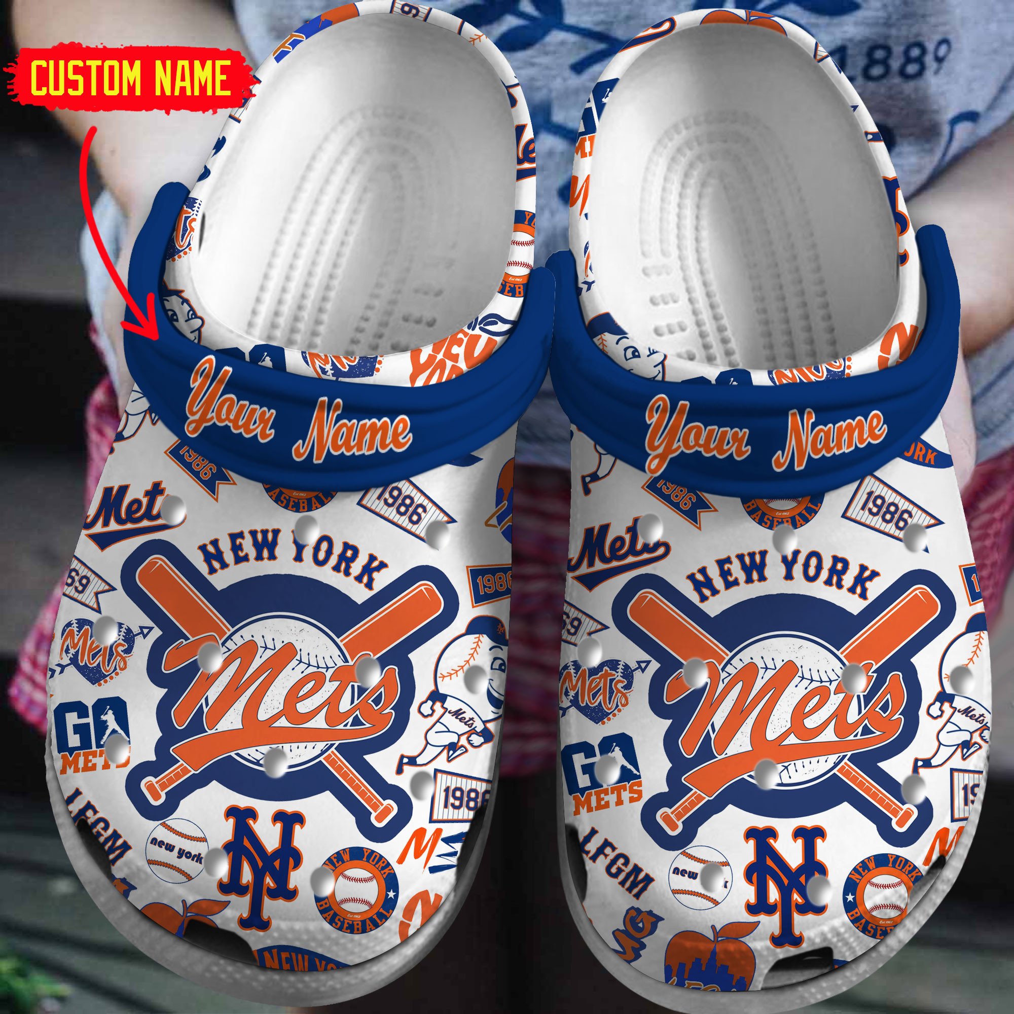 New York Mets MLB Sport Crocs Crocband Clogs Shoes Comfortable For Men Women and Kids