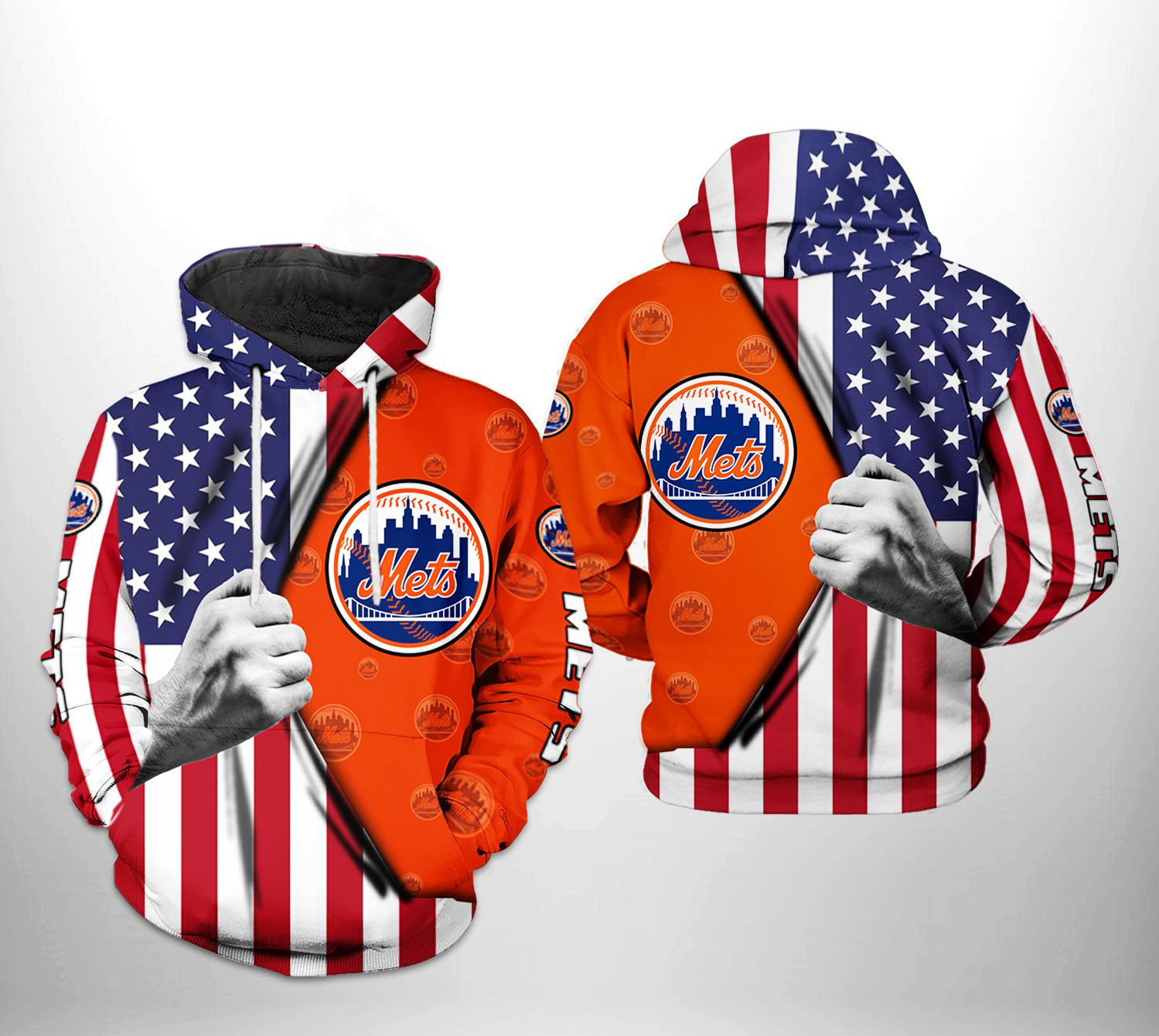 New York Mets MLB US Flag 3D All Over Print Hoodie, Zip Hoodie