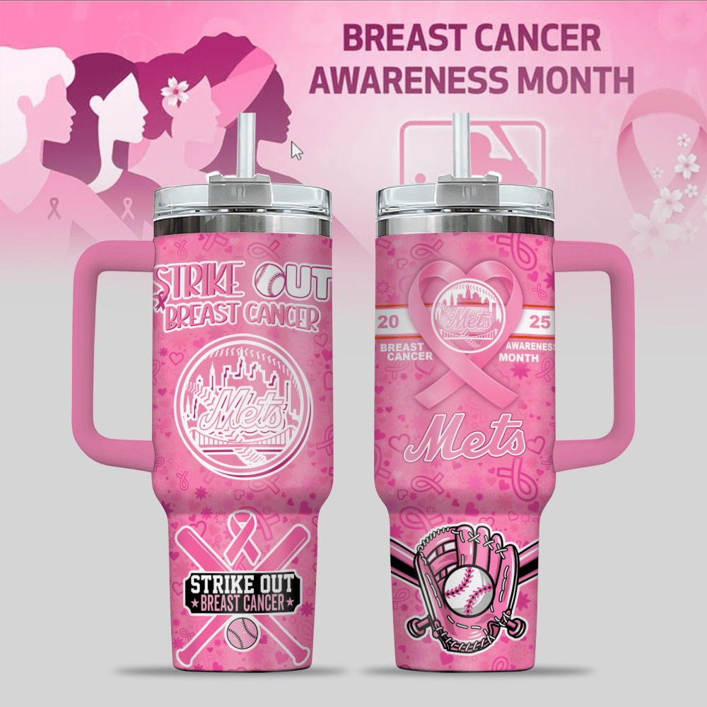 New York Mets MLB x Breast Cancer Awareness Custom Stanley Cup 40 oz 30 oz Tumbler With HandleTVC2301125
