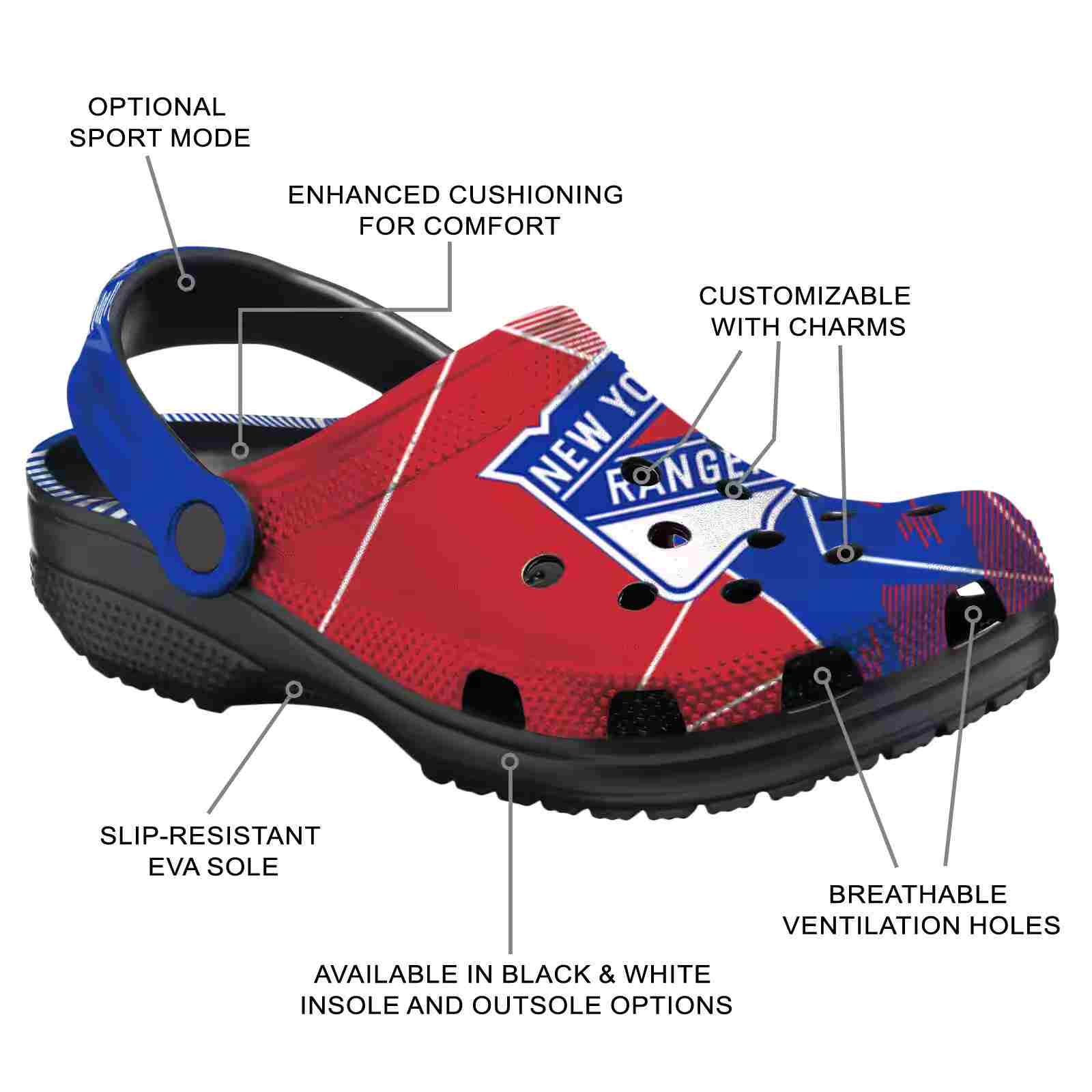 New York Rangers Geometric Background ClogTVC1801887 - Image 5