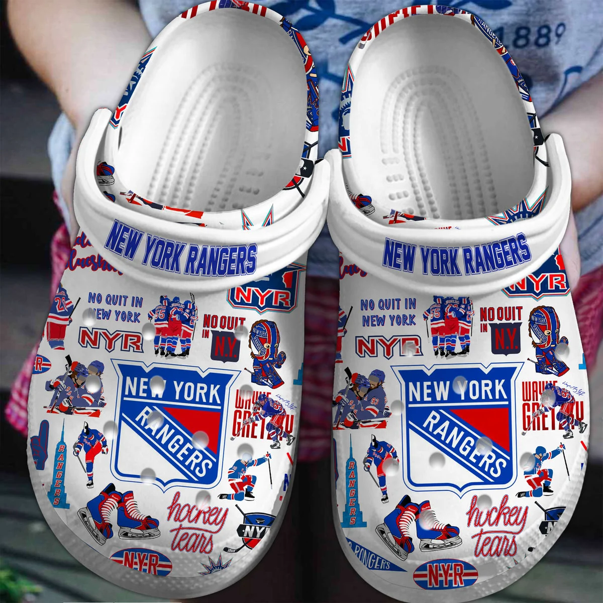 New York Rangers Ice hockey team NHL Sport Crocs Clogs Crocband Shoes Comfortable For Men Women and Kids