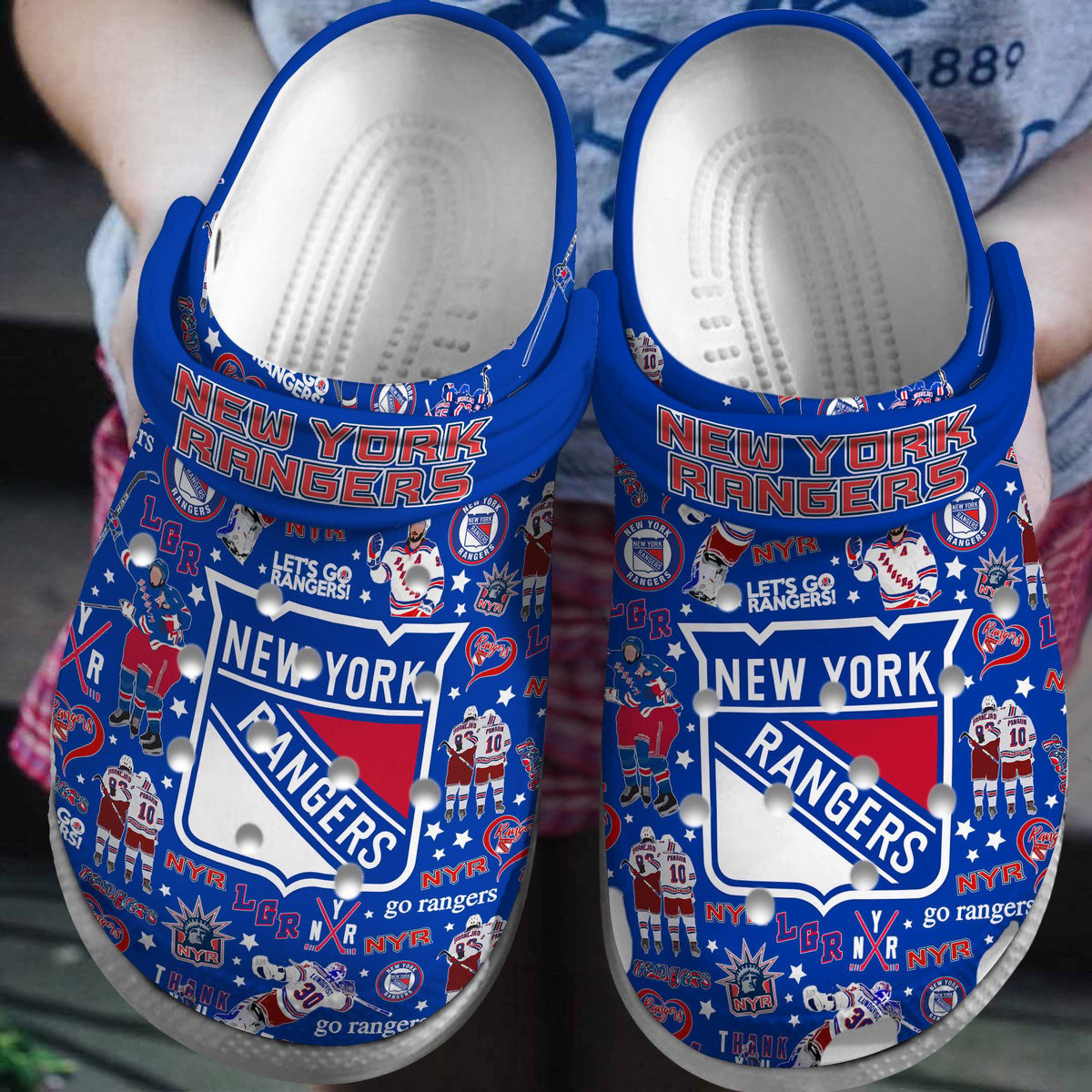 New York Rangers NHL Sport Crocs Crocband Clogs Shoes Comfortable For Men Women and Kids