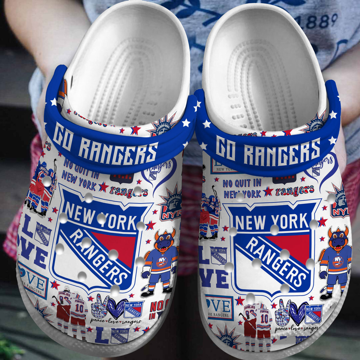 New York Rangers NHL Sport Crocs Crocband Clogs Shoes Comfortable For Men Women and Kids