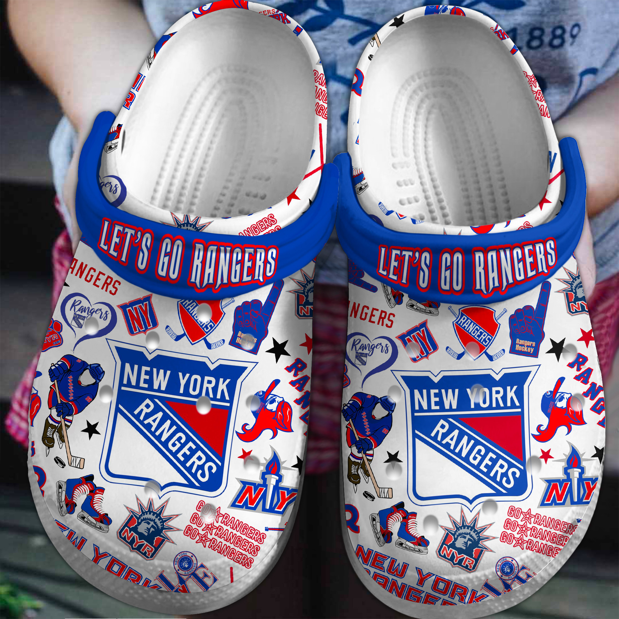 New York Rangers NHL Sport Crocs Crocband Clogs Shoes Comfortable For Men Women and Kids