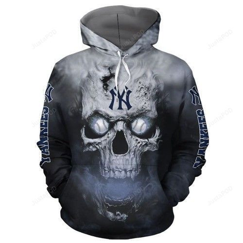 New York Yankees Baseball Skull 3D All Over Print Hoodie, Zip Hoodie