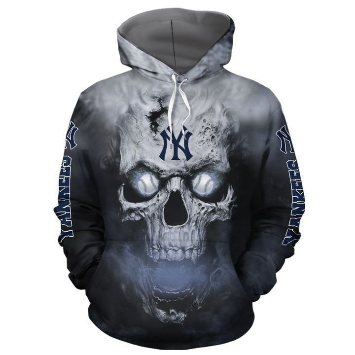 New York Yankees Baseball Skull 3D All Over Print Hoodie, Zip Hoodie