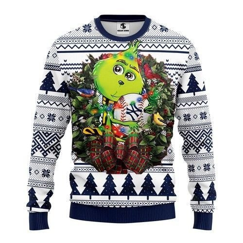 New York Yankees Grinch Hug Ugly Christmas Sweater Adult 3D Funny Matching for family