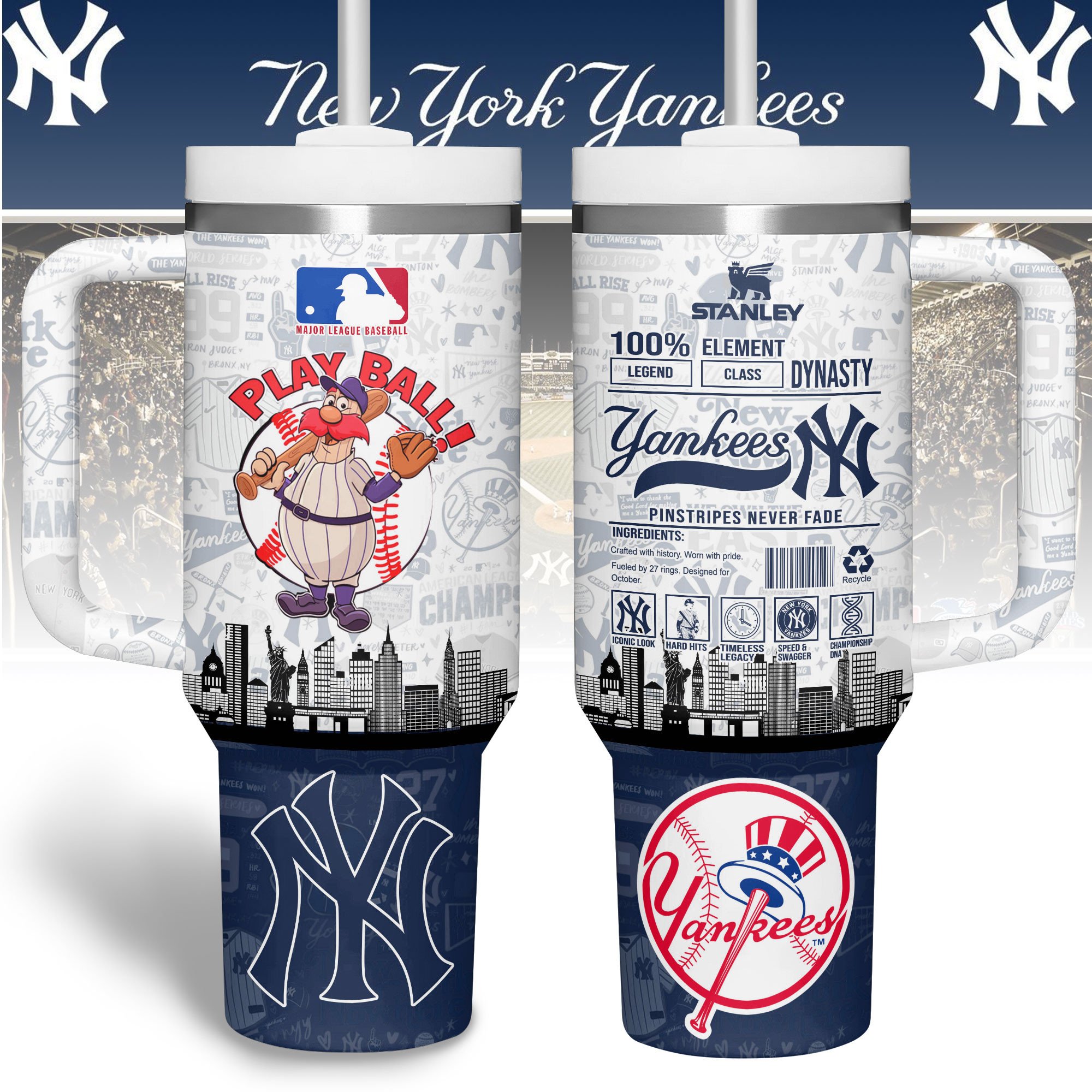 New York Yankees MLB Custom Stanley Cup 40 oz 30 oz Tumbler With HandleTVC2301245